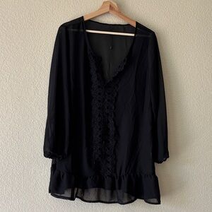 Elegant Black Women's Sheer Swimsuit Coverup